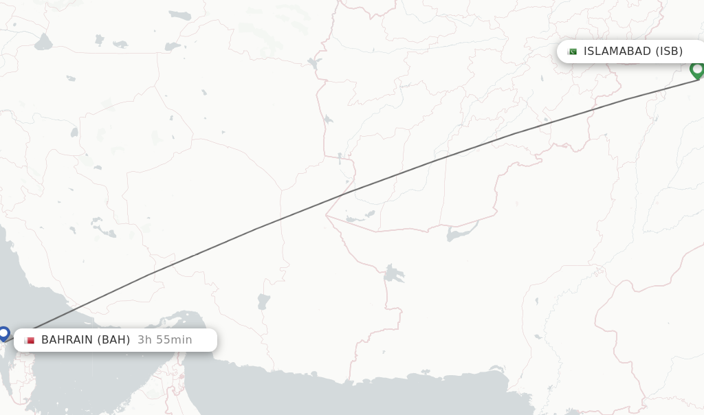 Flights from Islamabad to Bahrain route map