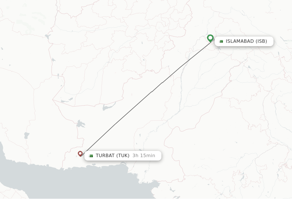 Flights from Islamabad to Turbat route map