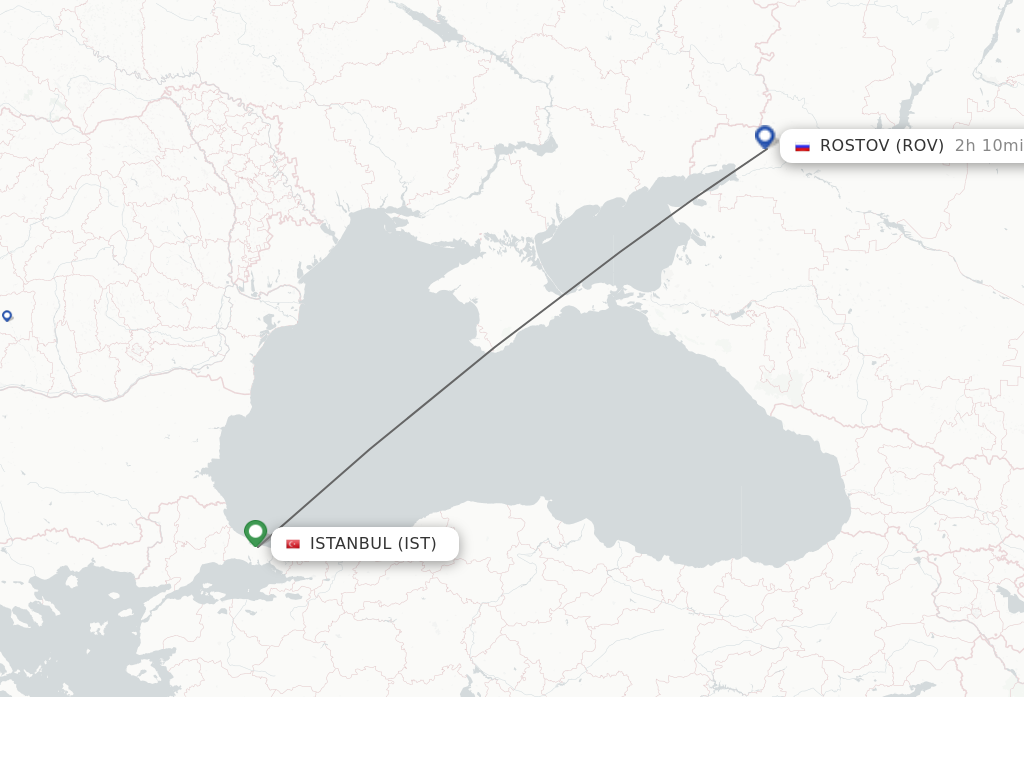 Flights from Istanbul to Rostov route map