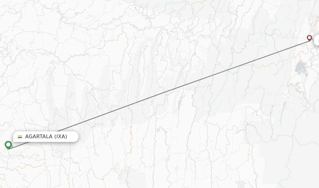 Flights from Agartala to Imphal route map