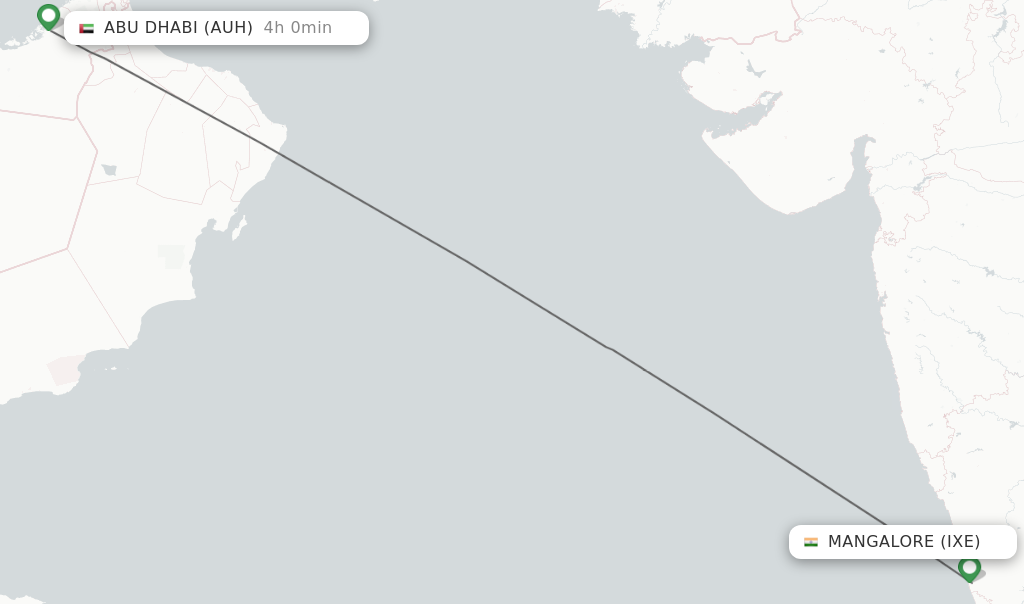 Flights from Mangalore to Abu Dhabi route map