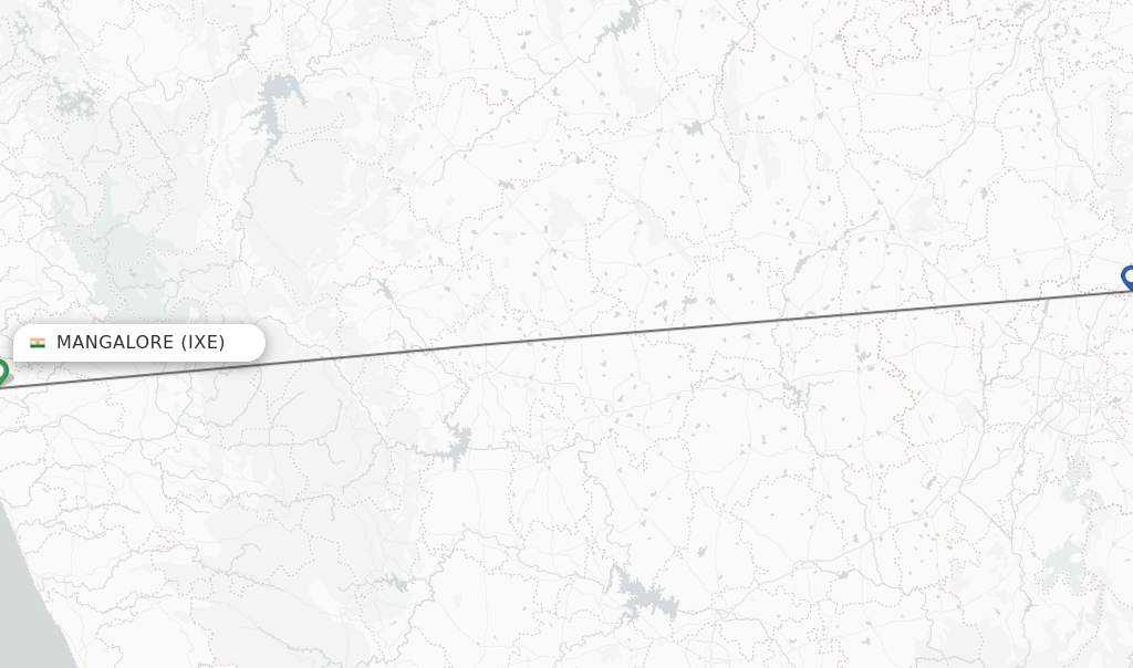 Flights from Mangalore to Bengaluru route map