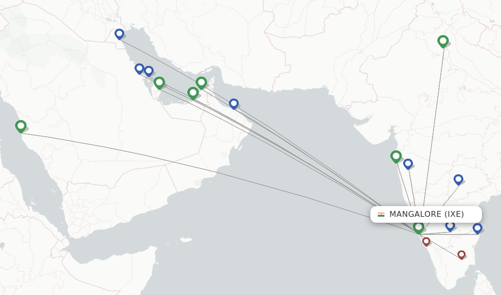 Mangalore flight map