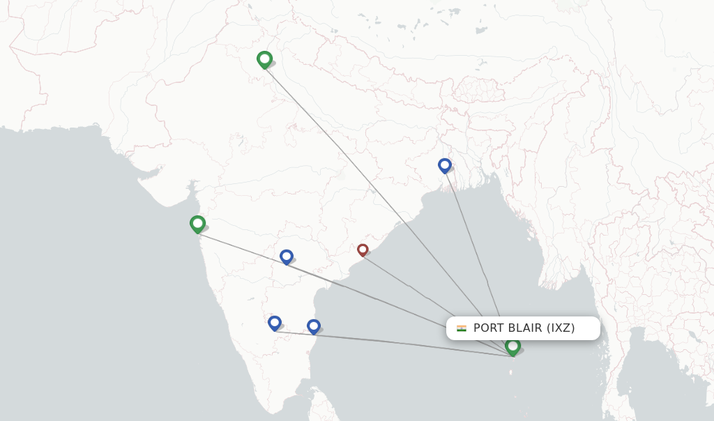 Port Blair flight map