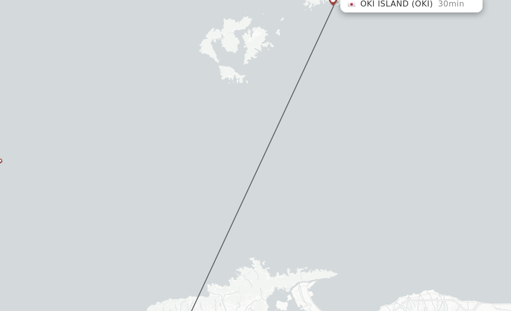 Flights from Izumo to Oki Island route map