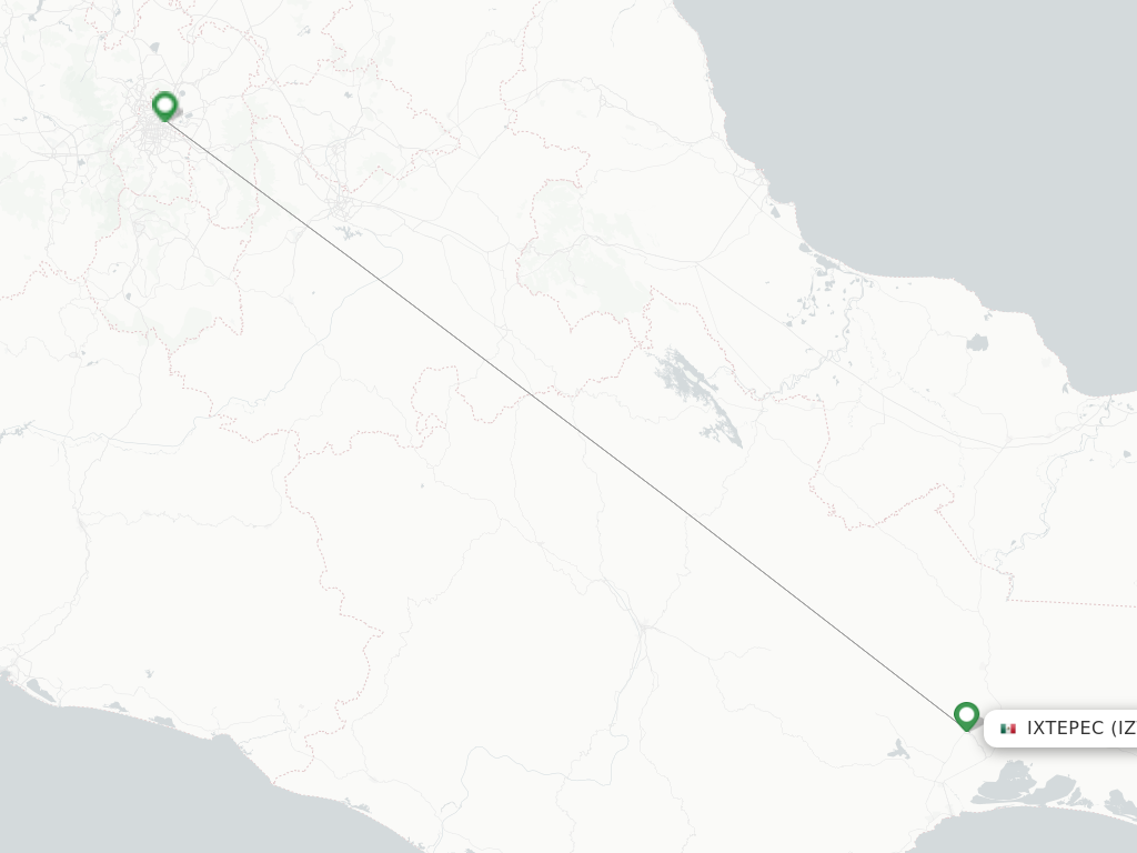 Flights from Ixtepec to Mexico City route map