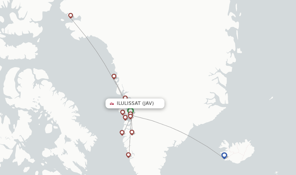 Ilulissat flight map