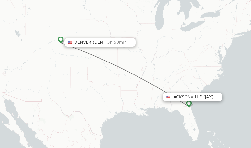 Flights from Jacksonville to Denver route map