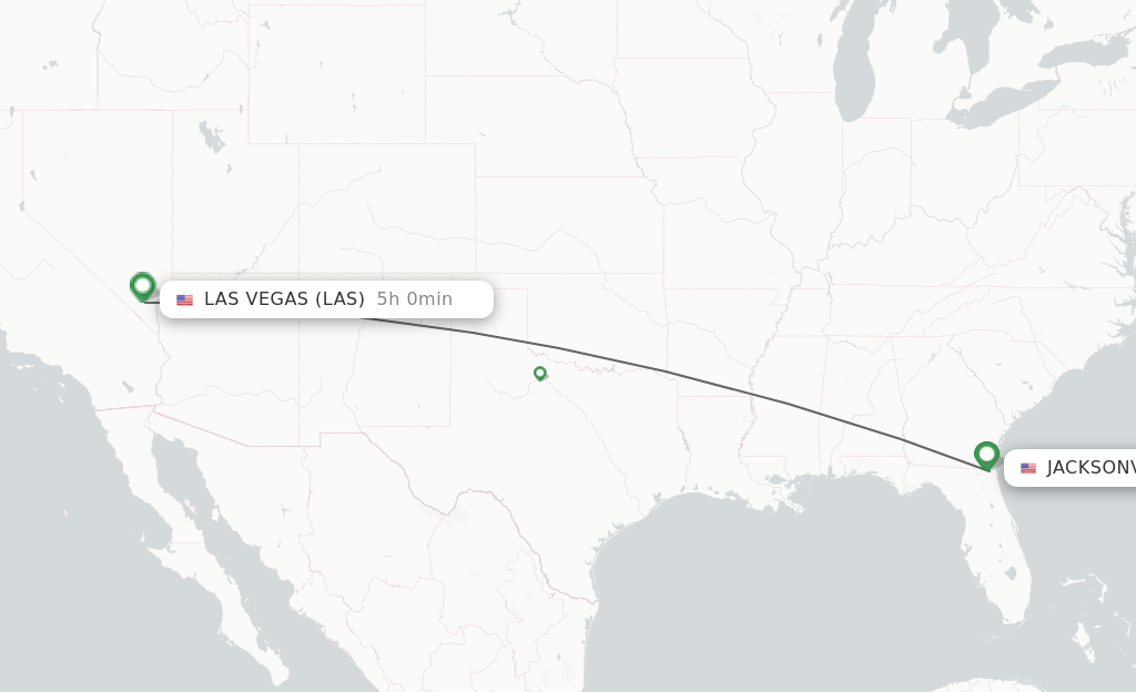 Flights from Jacksonville to Las Vegas route map