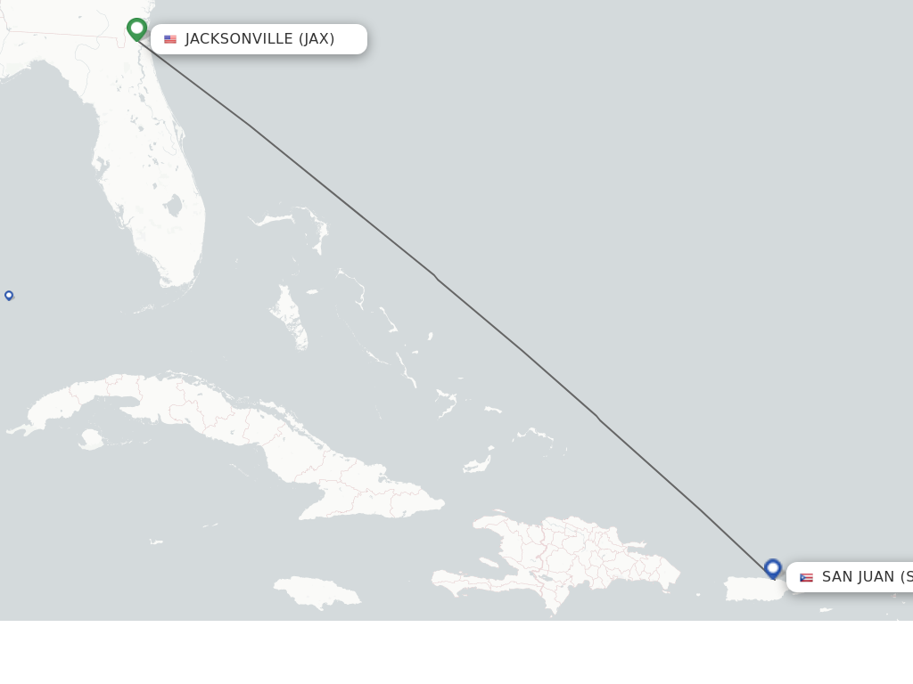 Flights from Jacksonville to San Juan route map