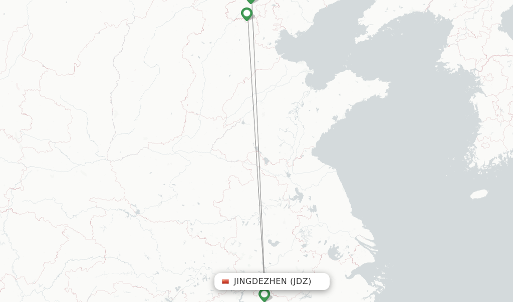 Route map with flights from Jingdezhen with Air China