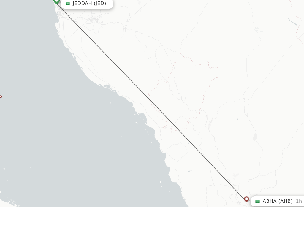 Flights from Jeddah to Abha route map