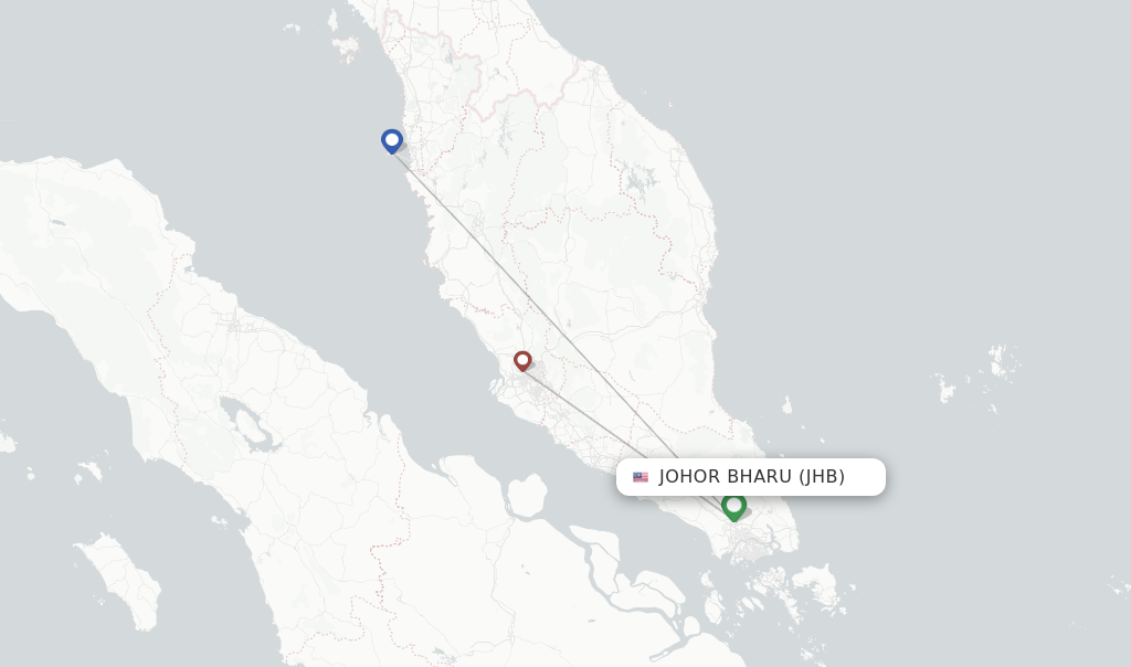 Route map with flights from Johor Bharu with Firefly