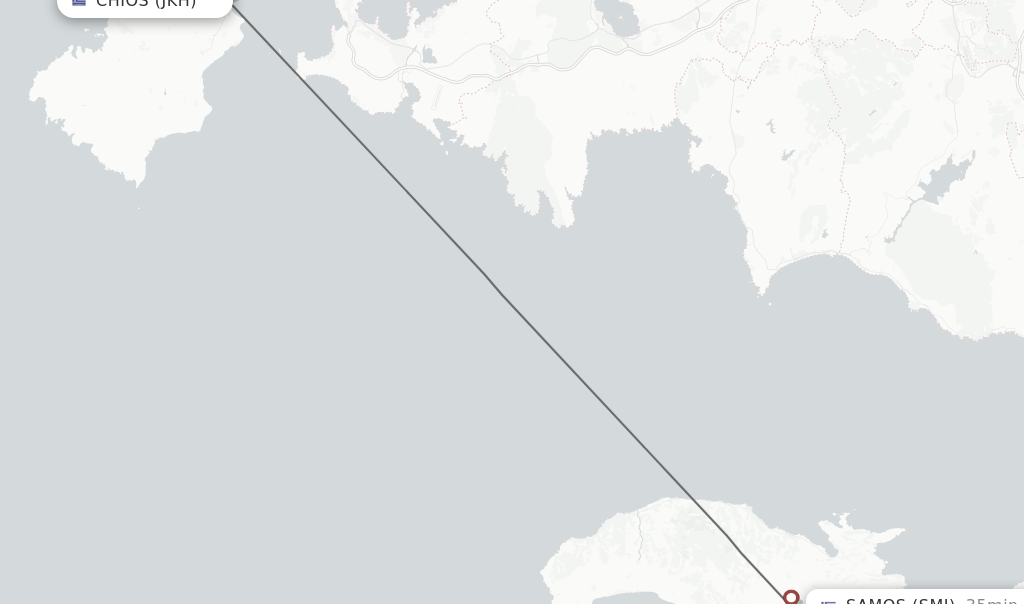 Flights from Chios to Samos route map