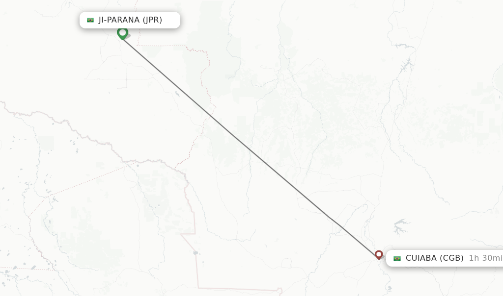 Flights from Ji-Parana to Cuiaba route map
