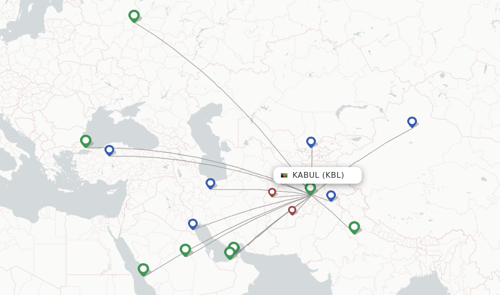 Kabul flight map