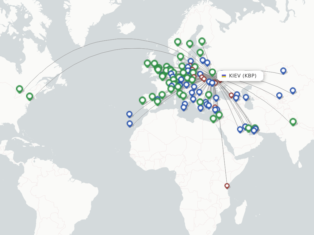 Flights from Kiev/Kyiv to Katowice route map