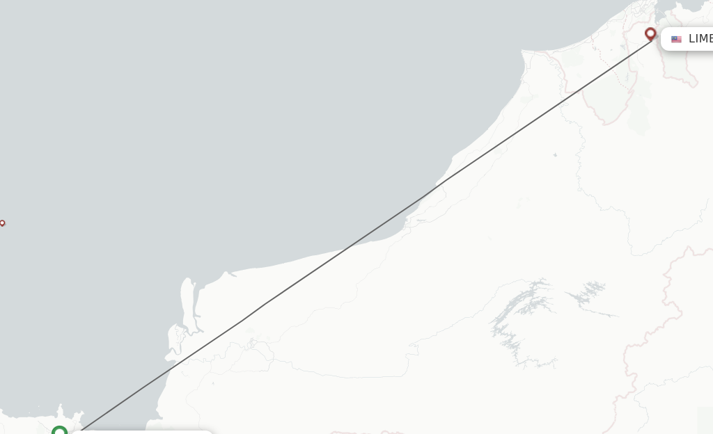 Flights from Kuching to Limbang route map