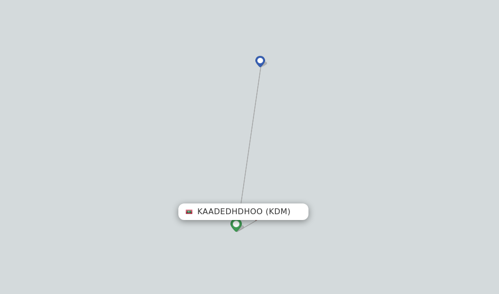 Route map with flights from Kaadedhdhoo with Maldivian