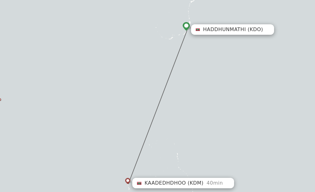 Flights from Kaadedhdhoo to Kadhdhoo route map