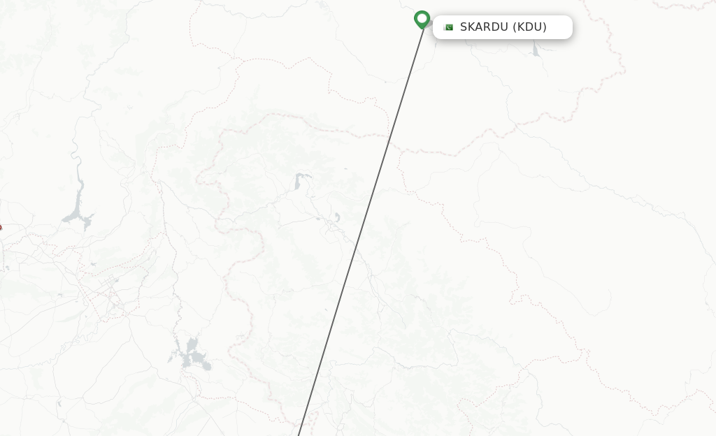Flights from Skardu to Sialkot route map