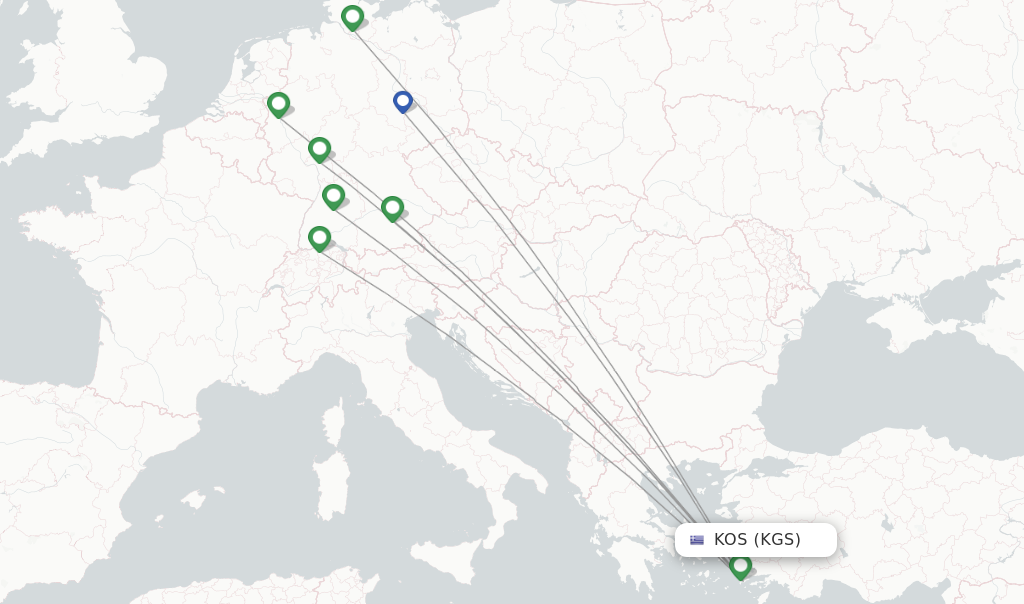 Route map with flights from Kos with Condor