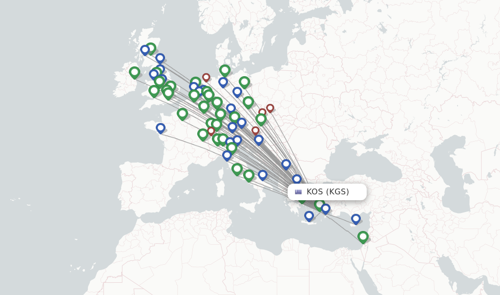 Kos flight map
