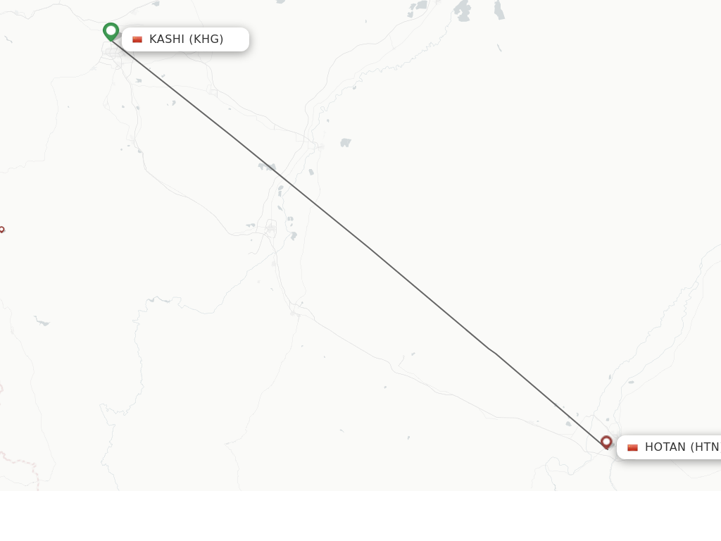 Flights from Kashi to Hotan route map