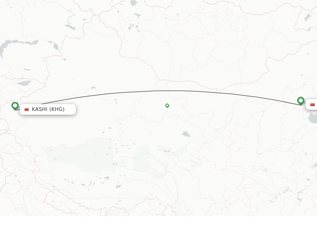 Flights from Kashi to Beijing route map