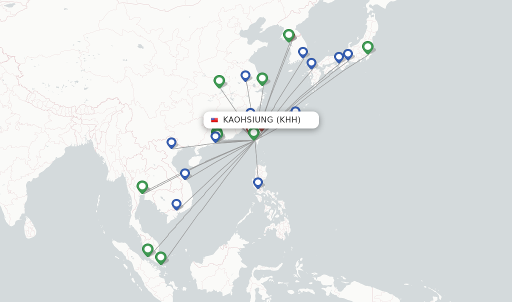 Flights from Kaohsiung to Chiang Mai route map