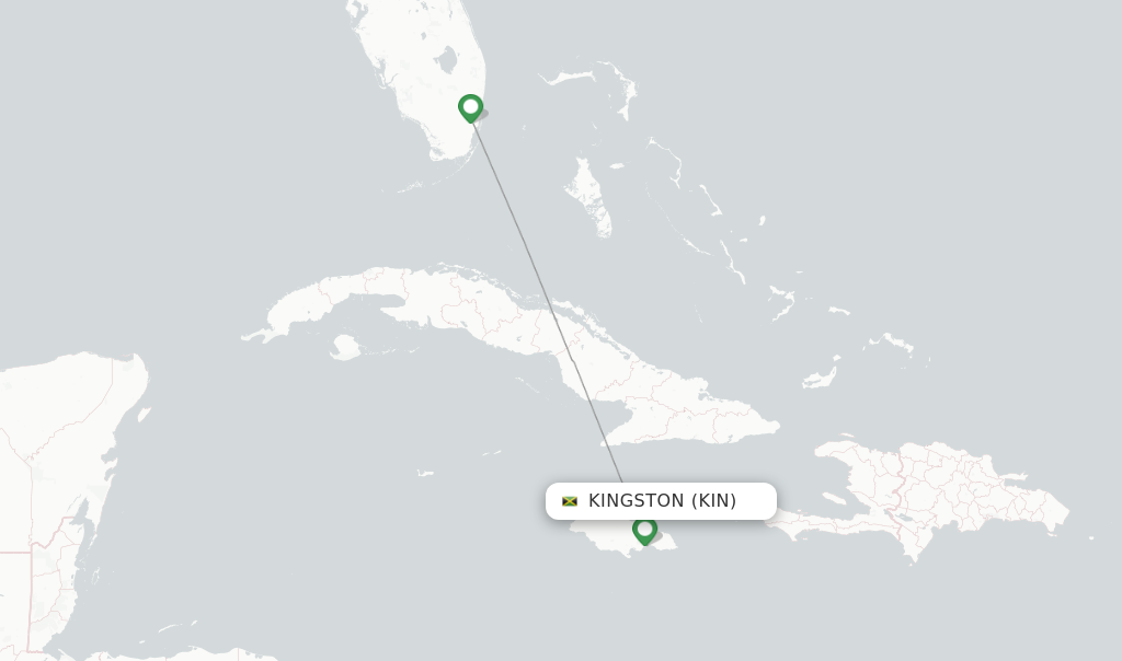 Route map with flights from Kingston with American Airlines
