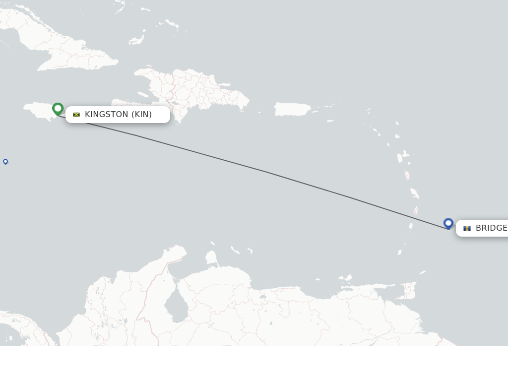 Flights from Kingston to Bridgetown route map