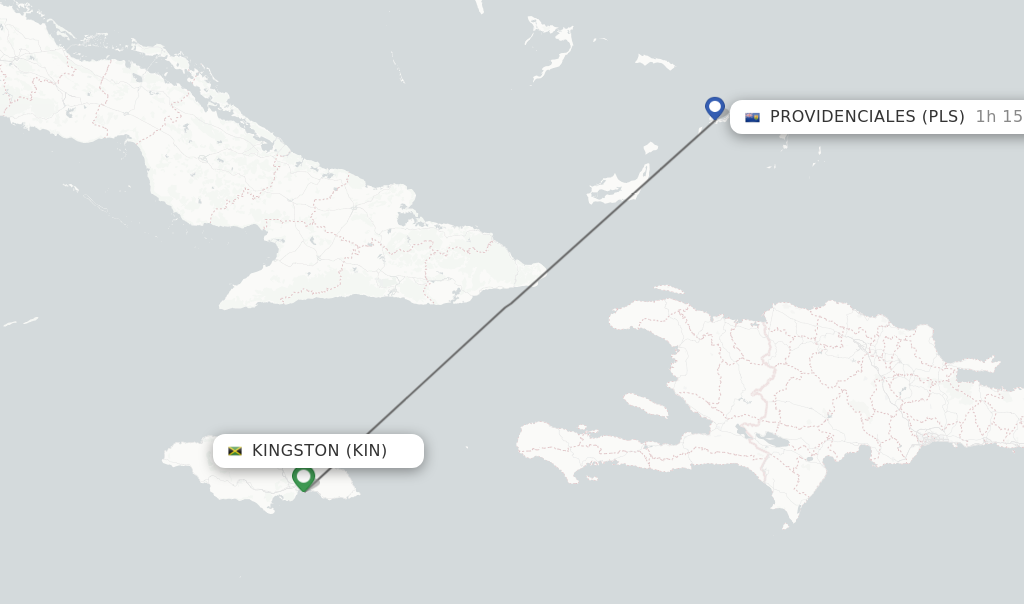 Flights from Kingston to Providenciales route map