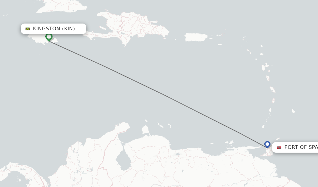 Flights from Kingston to Port Of Spain route map