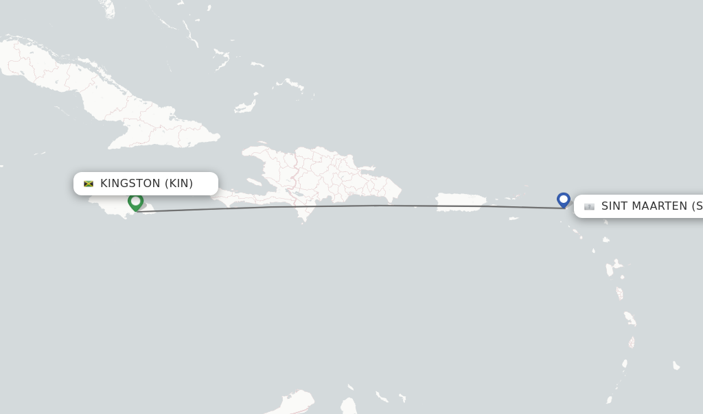 Flights from Kingston to Sint Maarten route map