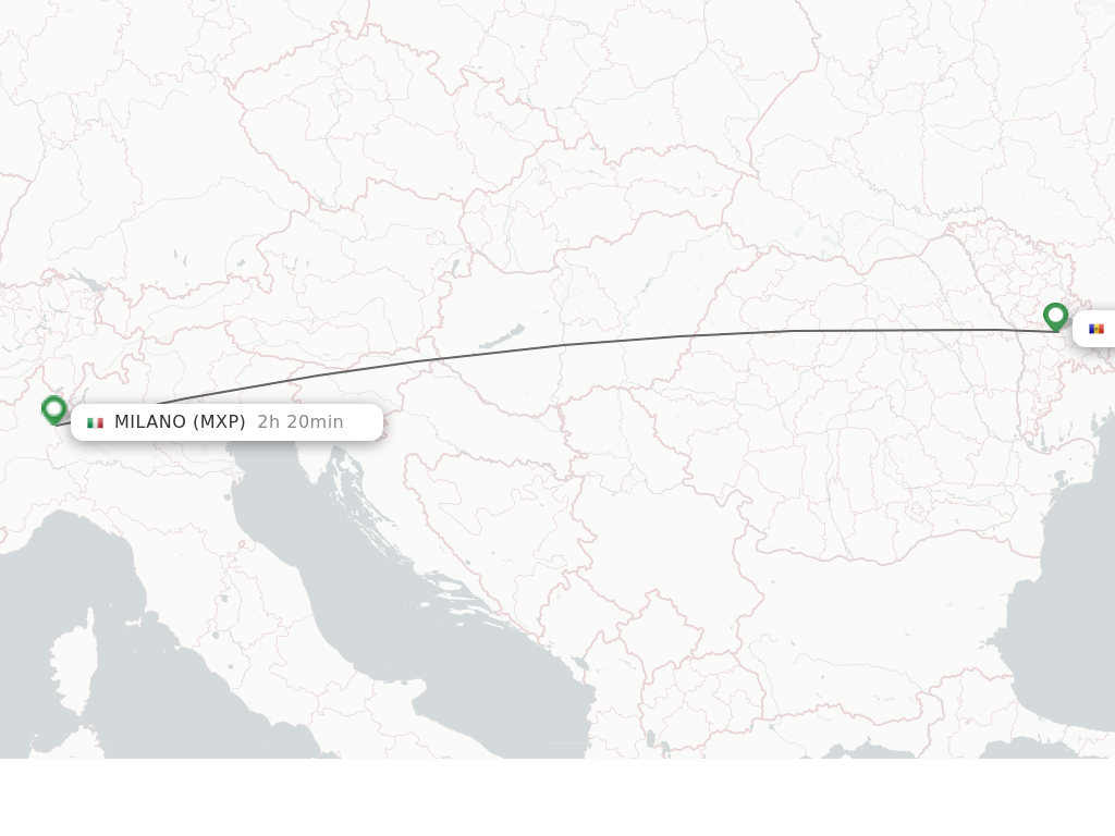 Flights from Chisinau to Milan route map