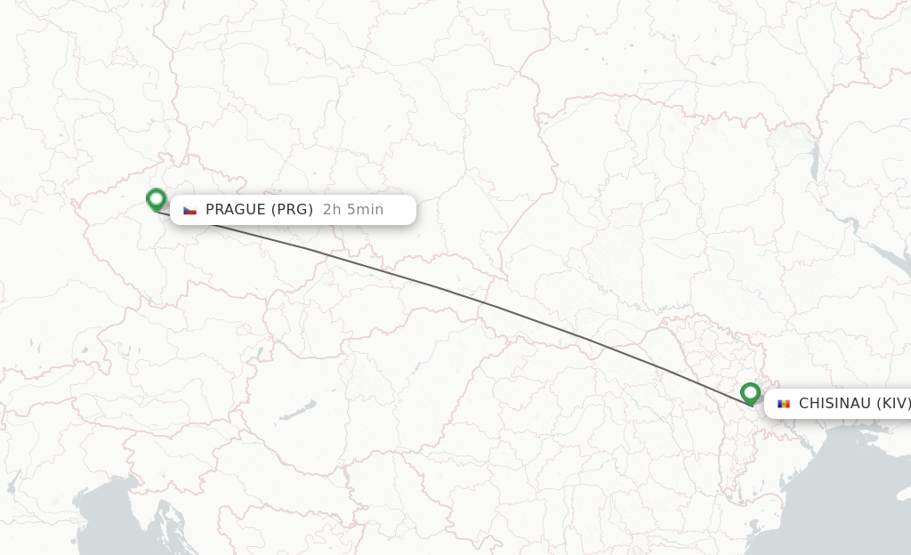 Flights from Chisinau to Prague route map