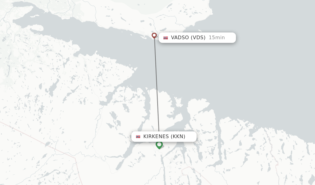 Flights from Kirkenes to Vadso route map