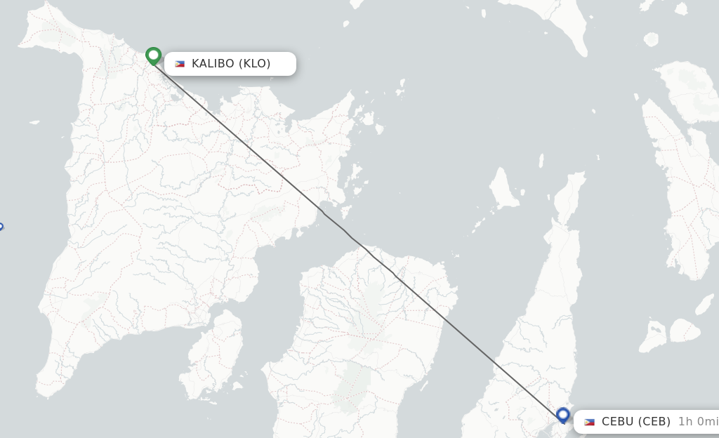 Flights from Cebu City to Kalibo route map