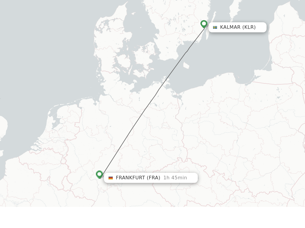 Flights from Kalmar to Frankfurt route map
