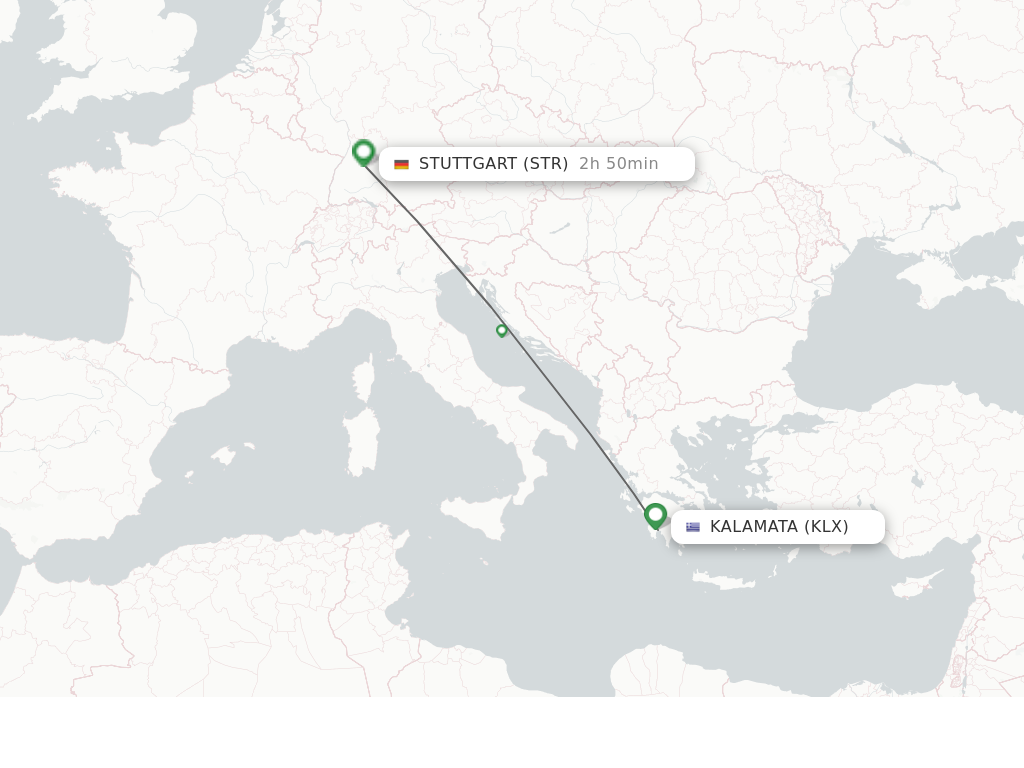 Flights from Kalamata to Stuttgart route map
