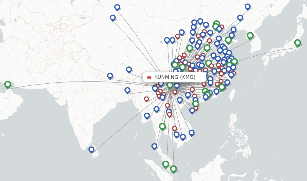 Kunming flight map