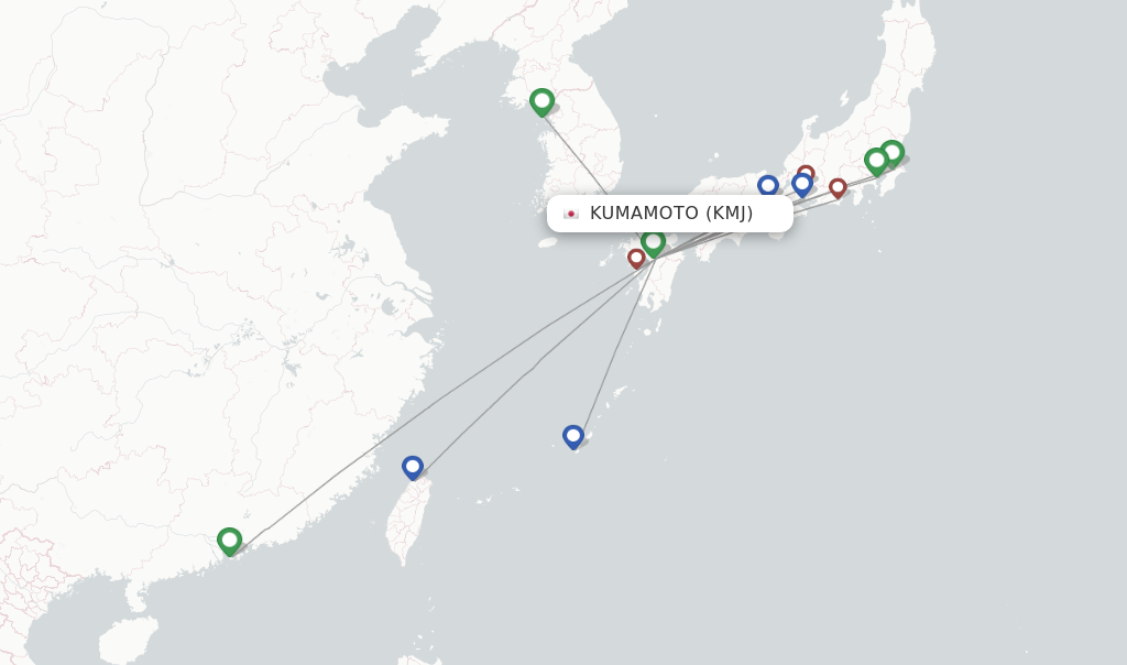 Kumamoto flight map