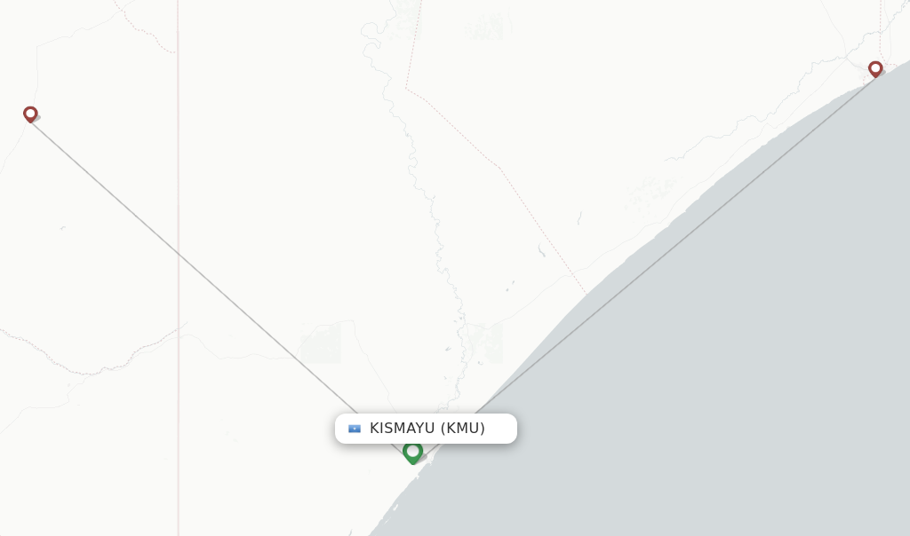 Route map with flights from Kismayu with 