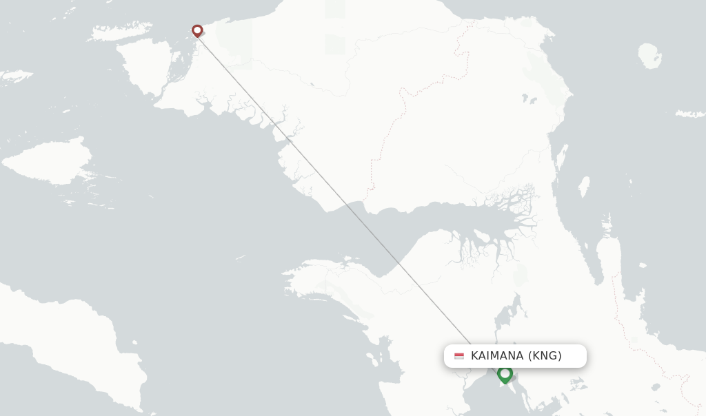 Flights from Kaimana to Manokwari route map