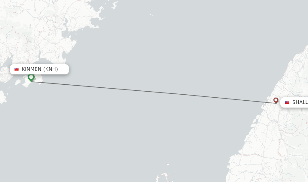 Flights from Kinmen to Shalu route map