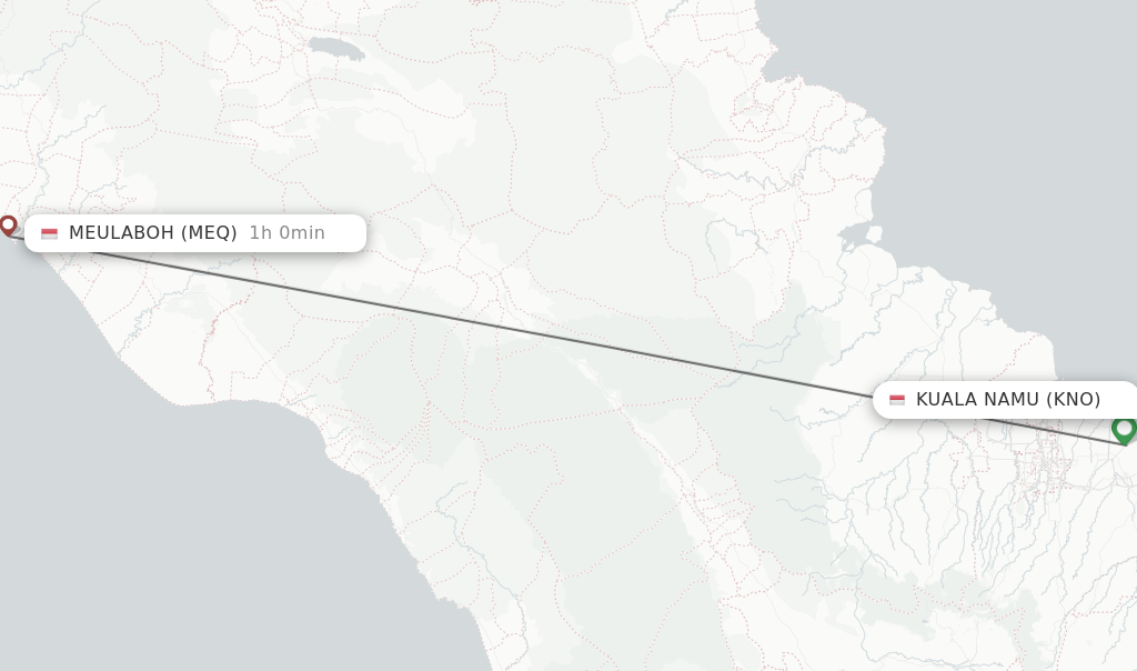 Flights from Kuala Namu to Meulaboh route map