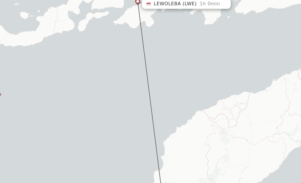 Flights from Kupang to Lewoleba route map