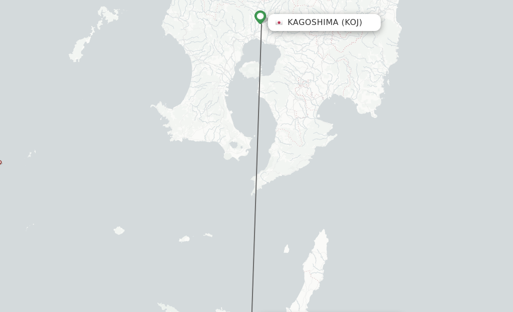 Flights from Kagoshima to Yakushima route map