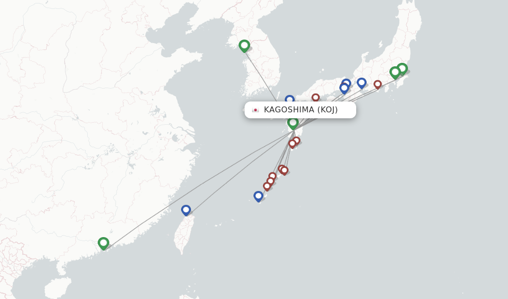 Kagoshima flight map